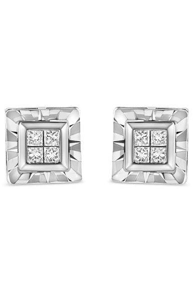 1/6 Cttw Invisible Set Princess-Cut Diamond Quad Composite Earrings